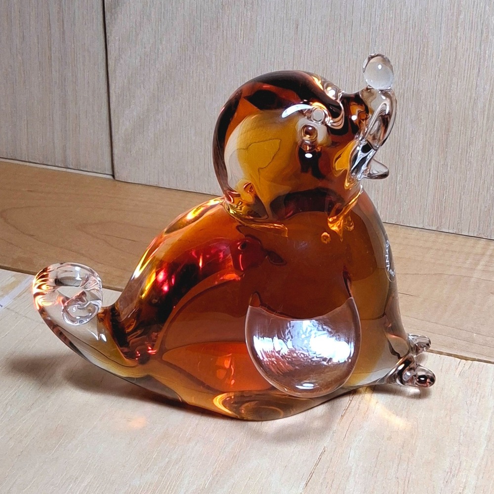 V. Nason & C. Murano Glass Hound Dog Amber Sommerso Italy Excellent 6" Figurine